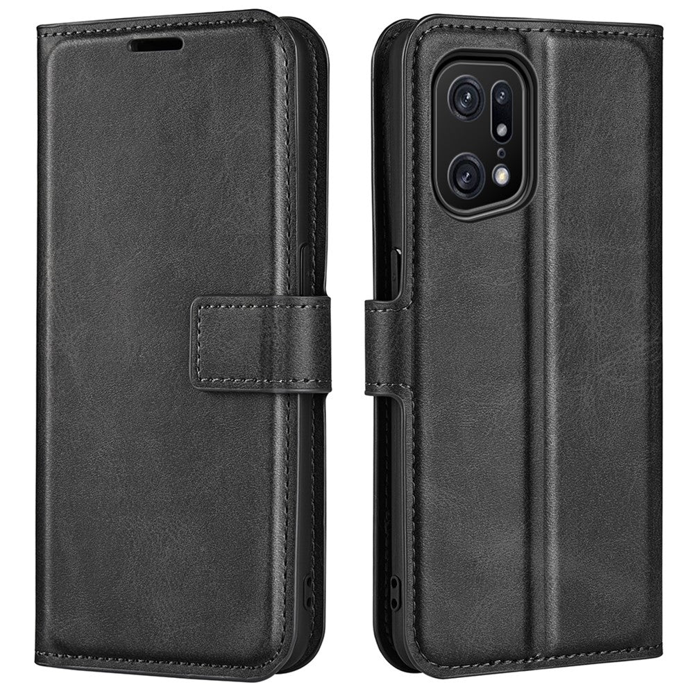 For Oppo Find X5 Pro Textured PU Leather Magnetic Clasp Case Wallet Adjustable Stand Flip Phone Cover