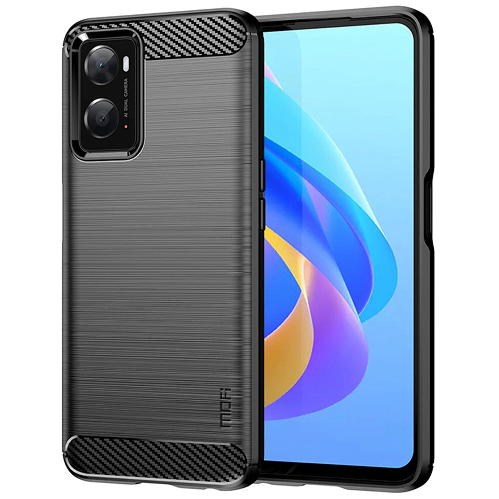 MOFI JK TPU Series-1 för Oppo A36/A76/Realme 9i Mjukt TPU mobilskal Borstad Kolfiber Anti-fingeravtrycksskydd