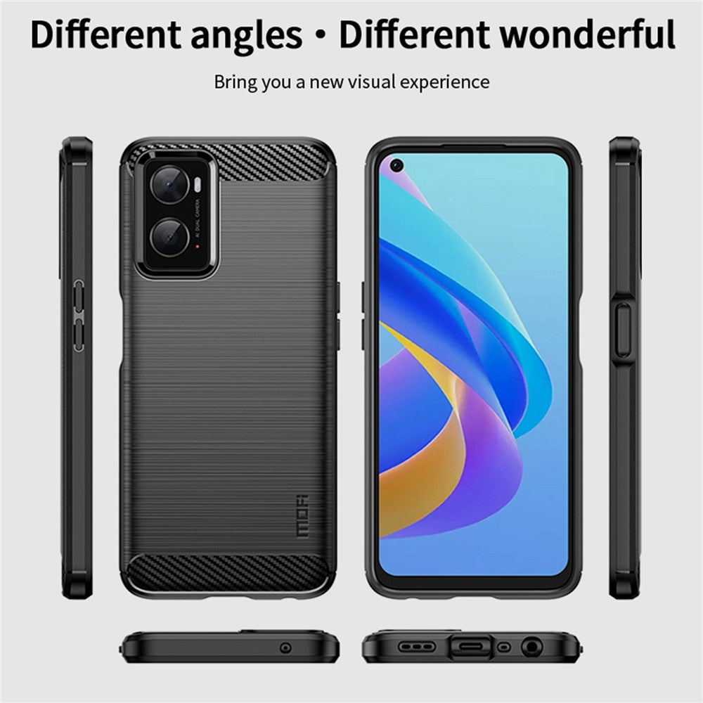 MOFI JK TPU Series-1 for Oppo A36/A76/Realme 9i Soft TPU Phone Case Brushed Carbon Fiber Anti-fingerprint Cover