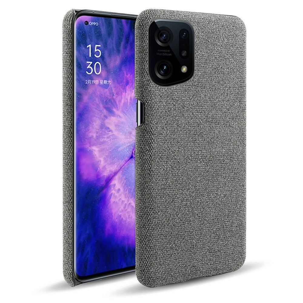Oppo Find X5 Enfärgad Tygstruktur + PC Skyddsskal Värmeavledning Ofullständigt Bakstycke
