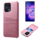 For Oppo Find X5 Pro PU Leather Coated Hard PC Case Two Card Slots Shockproof Anti-scratch Phone Shell