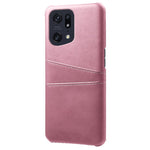 For Oppo Find X5 Pro PU Leather Coated Hard PC Case Two Card Slots Shockproof Anti-scratch Phone Shell