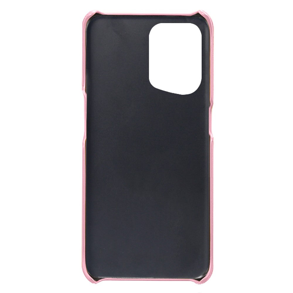 For Oppo Find X5 Pro PU Leather Coated Hard PC Case Two Card Slots Shockproof Anti-scratch Phone Shell