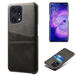 For Oppo Find X5 Pro PU Leather Coated Hard PC Case Two Card Slots Shockproof Anti-scratch Phone Shell