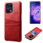 For Oppo Find X5 Pro PU Leather Coated Hard PC Case Two Card Slots Shockproof Anti-scratch Phone Shell