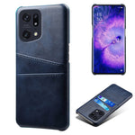 For Oppo Find X5 Pro PU Leather Coated Hard PC Case Two Card Slots Shockproof Anti-scratch Phone Shell