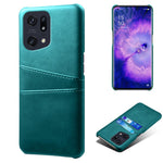 For Oppo Find X5 Pro PU Leather Coated Hard PC Case Two Card Slots Shockproof Anti-scratch Phone Shell