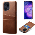 For Oppo Find X5 Pro PU Leather Coated Hard PC Case Two Card Slots Shockproof Anti-scratch Phone Shell