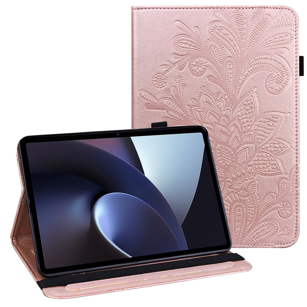 Oppo Pad Flower Imprinting Auto Wake/Sleep Surfplatta Fodral Stativ Plånbok PU Läder + Innerfodral med TPU Skydd