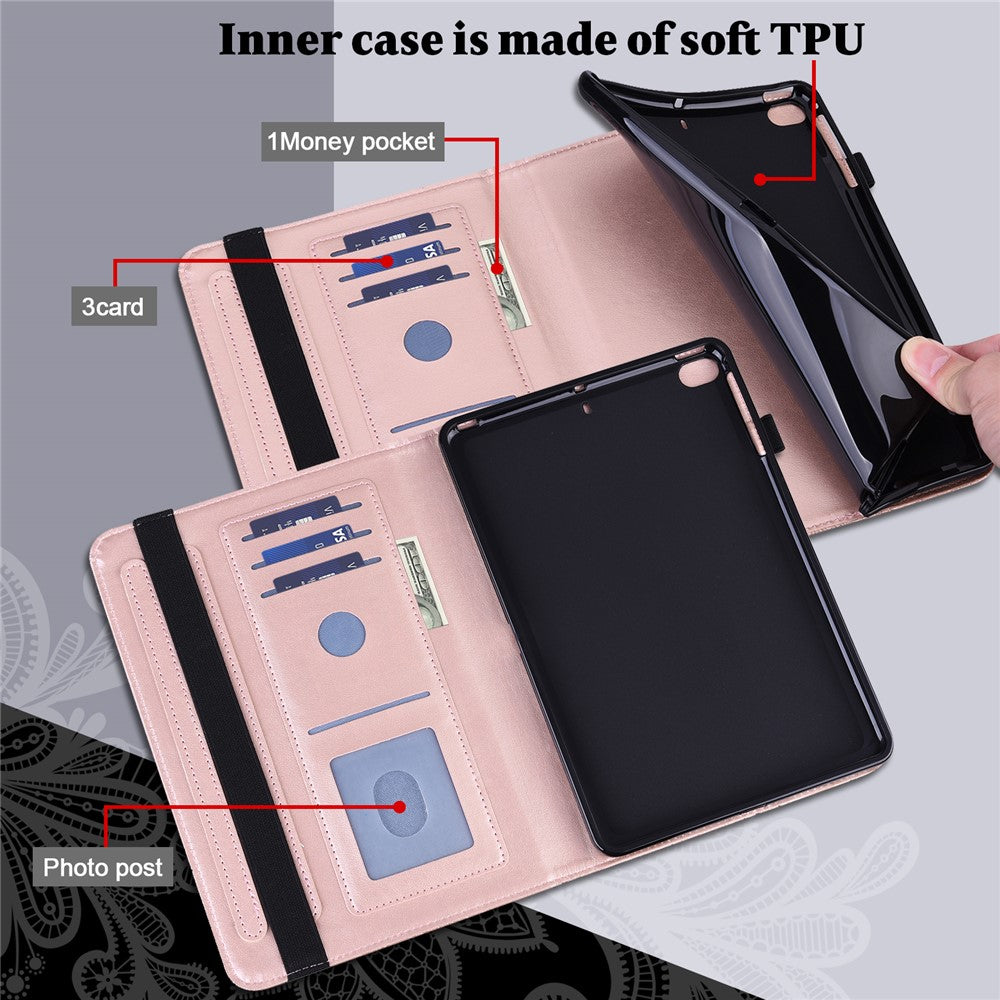 For Oppo Pad Flower Imprinting Auto Wake/Sleep Tablet Cover Stand Wallet PU Leather + Inner TPU Protective Case