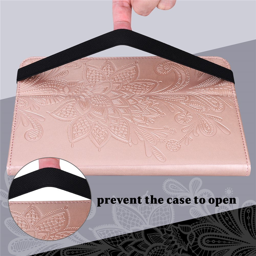 For Oppo Pad Flower Imprinting Auto Wake/Sleep Tablet Cover Stand Wallet PU Leather + Inner TPU Protective Case