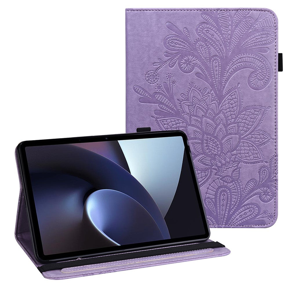 For Oppo Pad Flower Imprinting Auto Wake/Sleep Tablet Cover Stand Wallet PU Leather + Inner TPU Protective Case