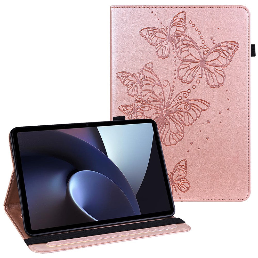 Oppo Pad Anti-damm Smart Auto Wake/Sleep Stand Surfplatta Smart Fodral Prägling Fjärilar Läder Inbyggda Kortplatser Surfplatta Fodral