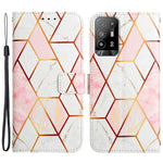 YB Pattern Printing Leather Series-5 for Oppo A94 5G/A95 5G/F19 Pro+ 5G/Reno5 Z 5G Marble Pattern PU Leather Adjustable Stand Cellphone Wallet Case