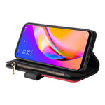 Oppo A94 5G / F19 Pro+ 5G / Reno Z / A95 5G / Reno5 Lite Läderfodral med rem, dragkedja, 9-kortsfack, mobilfodral, stativ