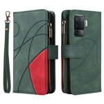 Oppo A94 5G / F19 Pro+ 5G / Reno Z / A95 5G / Reno5 Lite Läderfodral med rem, dragkedja, 9-kortsfack, mobilfodral, stativ