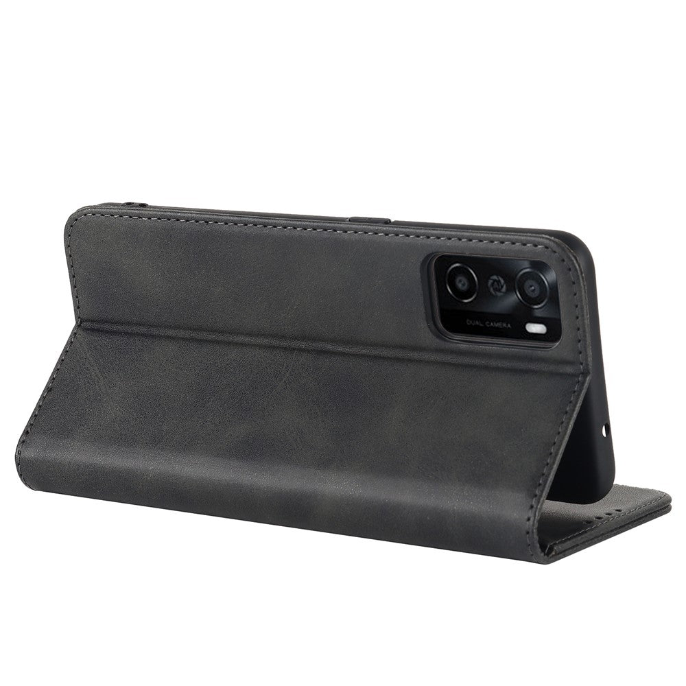 Textured PU Leather Wallet Case for Oppo A55s 5G, Magnetic Auto-absorbed Adjustable Phone Cover