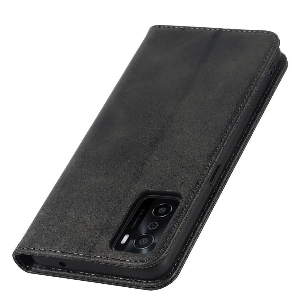Textured PU Leather Wallet Case for Oppo A55s 5G, Magnetic Auto-absorbed Adjustable Phone Cover