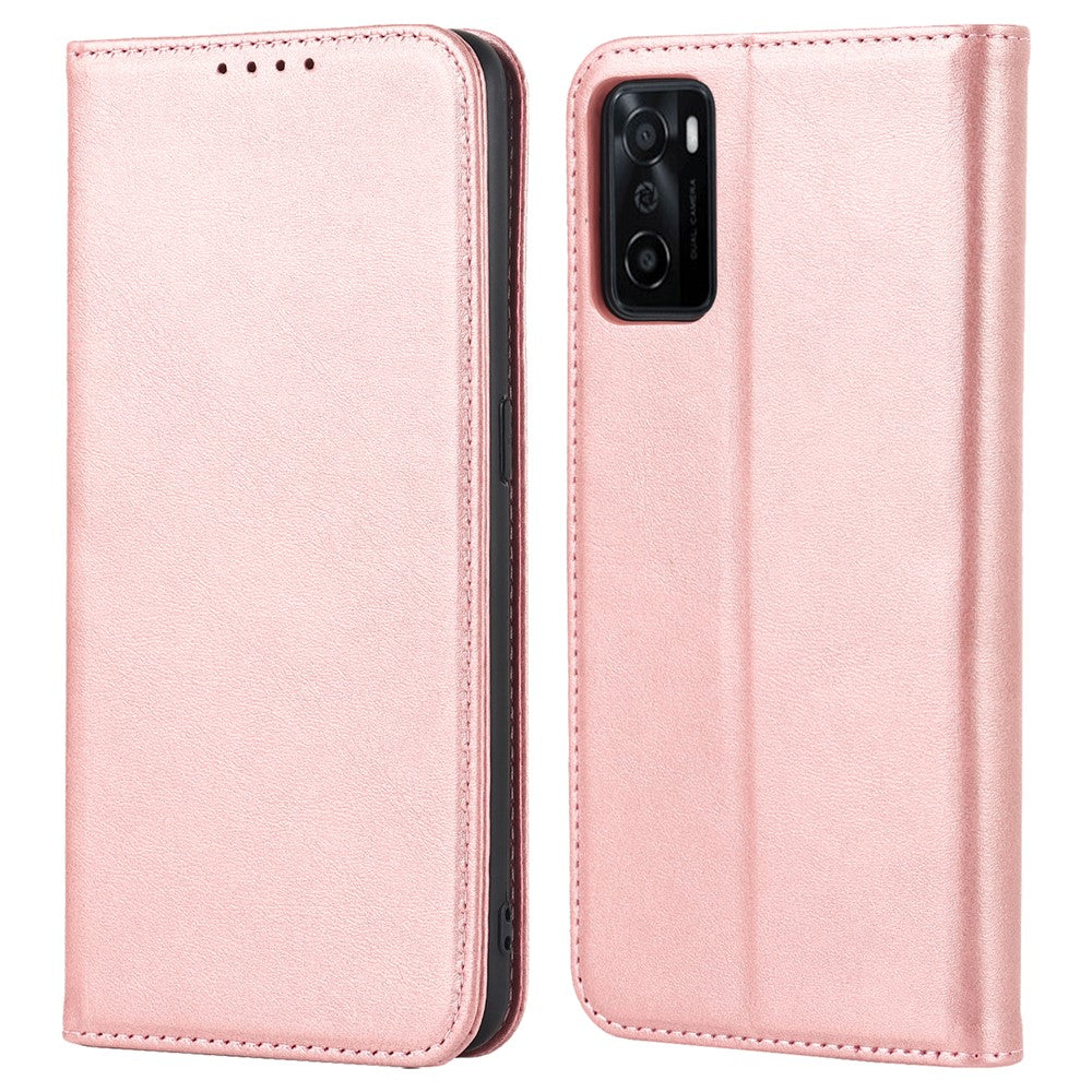 Textured PU Leather Wallet Case for Oppo A55s 5G, Magnetic Auto-absorbed Adjustable Phone Cover