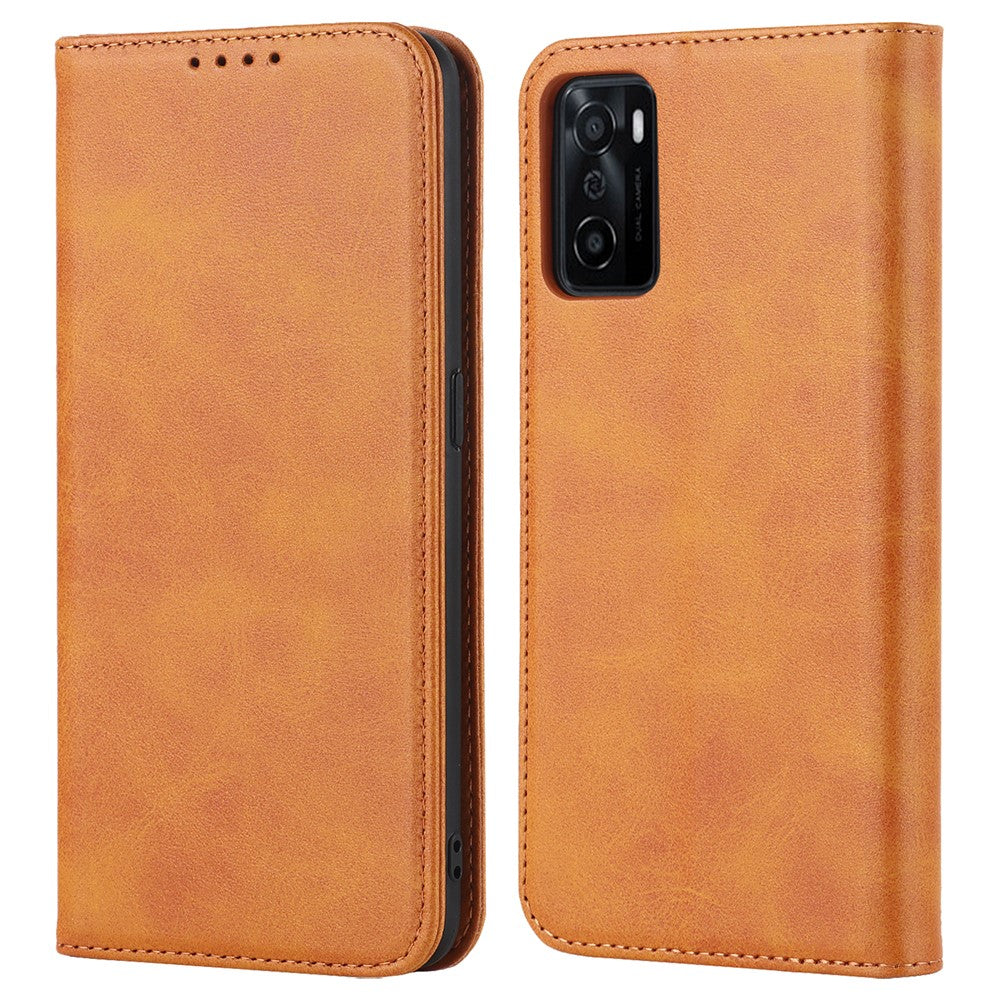 Textured PU Leather Wallet Case for Oppo A55s 5G, Magnetic Auto-absorbed Adjustable Phone Cover
