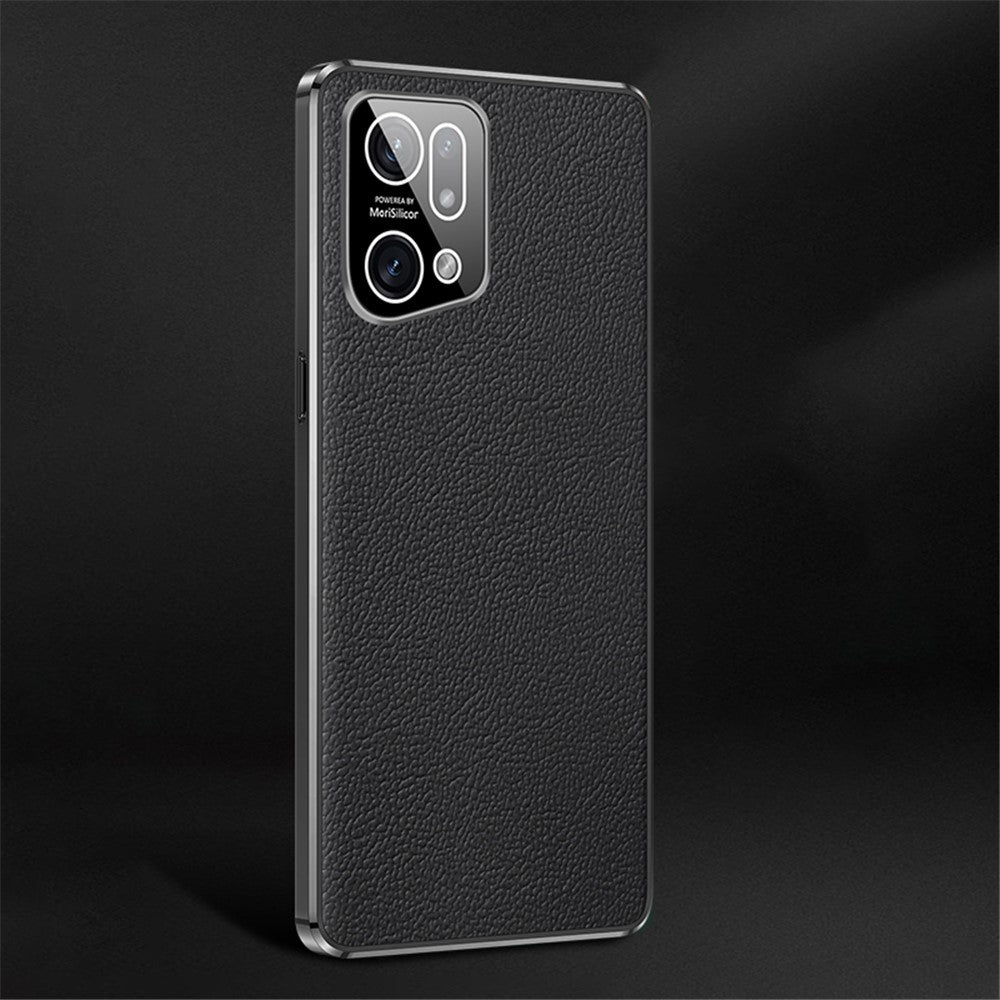 Electroplated Textured Case for Oppo Find X5 Genuine Cowhide Leather Coating Soft TPU Cover Phone Shell