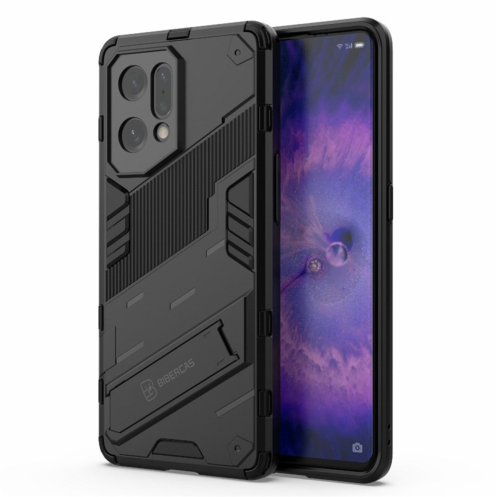 For Oppo Find X5 Well-protected Anti-scratch Hard PC + Soft TPU Cell Phone Case Kickstand Cover
