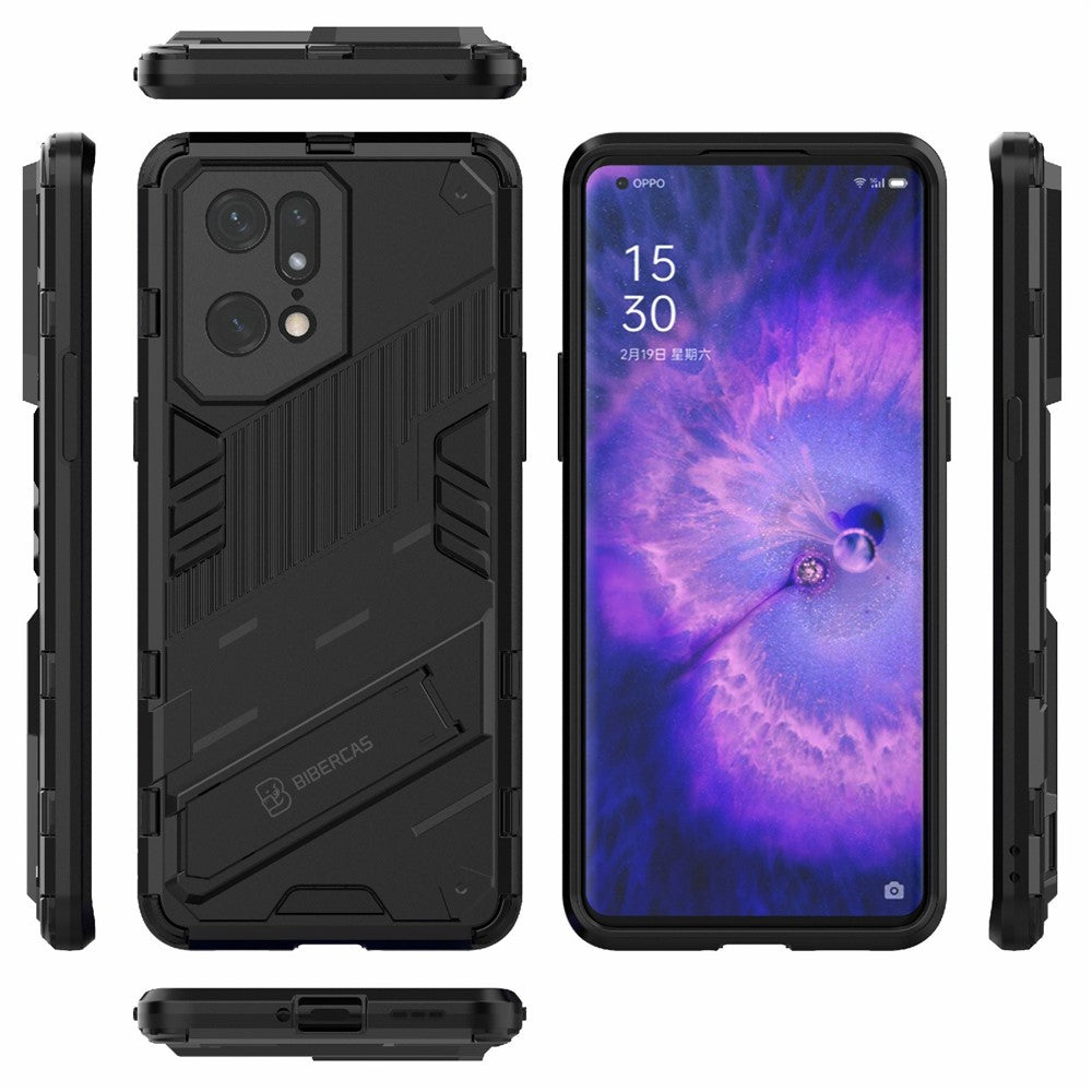 For Oppo Find X5 Pro Shockproof Anti-drop Kickstand Function Hard PC + Soft TPU Cell Phone Case Cover