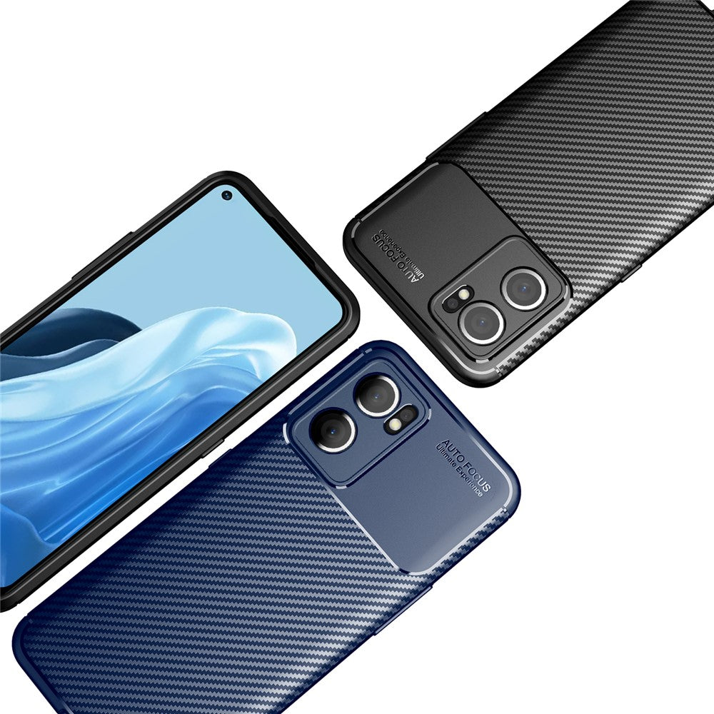 For Oppo Reno7 5G (Global)/Find X5 Lite Carbon Fiber Phone Case Anti-drop Shockproof Soft TPU Cover