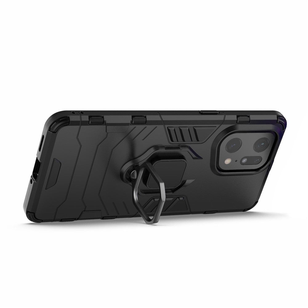 For Oppo Find X5 Pro Drop-proof TPU+ Hard PC Case Ring Kickstand Precise Cutout Back Cover