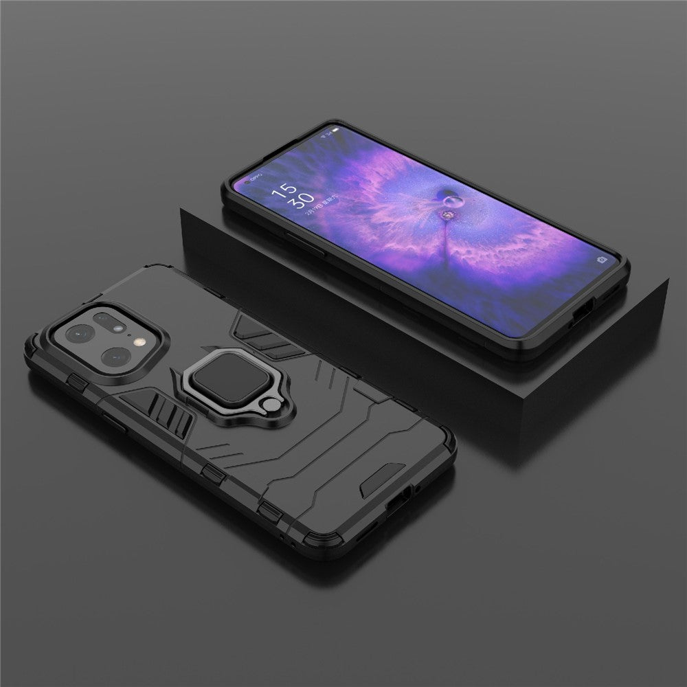 For Oppo Find X5 Pro Drop-proof TPU+ Hard PC Case Ring Kickstand Precise Cutout Back Cover