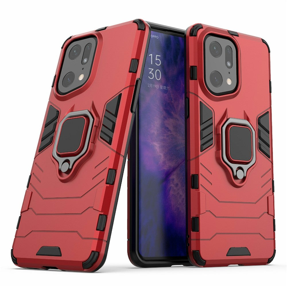 For Oppo Find X5 Pro Drop-proof TPU+ Hard PC Case Ring Kickstand Precise Cutout Back Cover