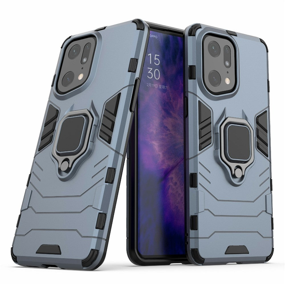 For Oppo Find X5 Pro Drop-proof TPU+ Hard PC Case Ring Kickstand Precise Cutout Back Cover