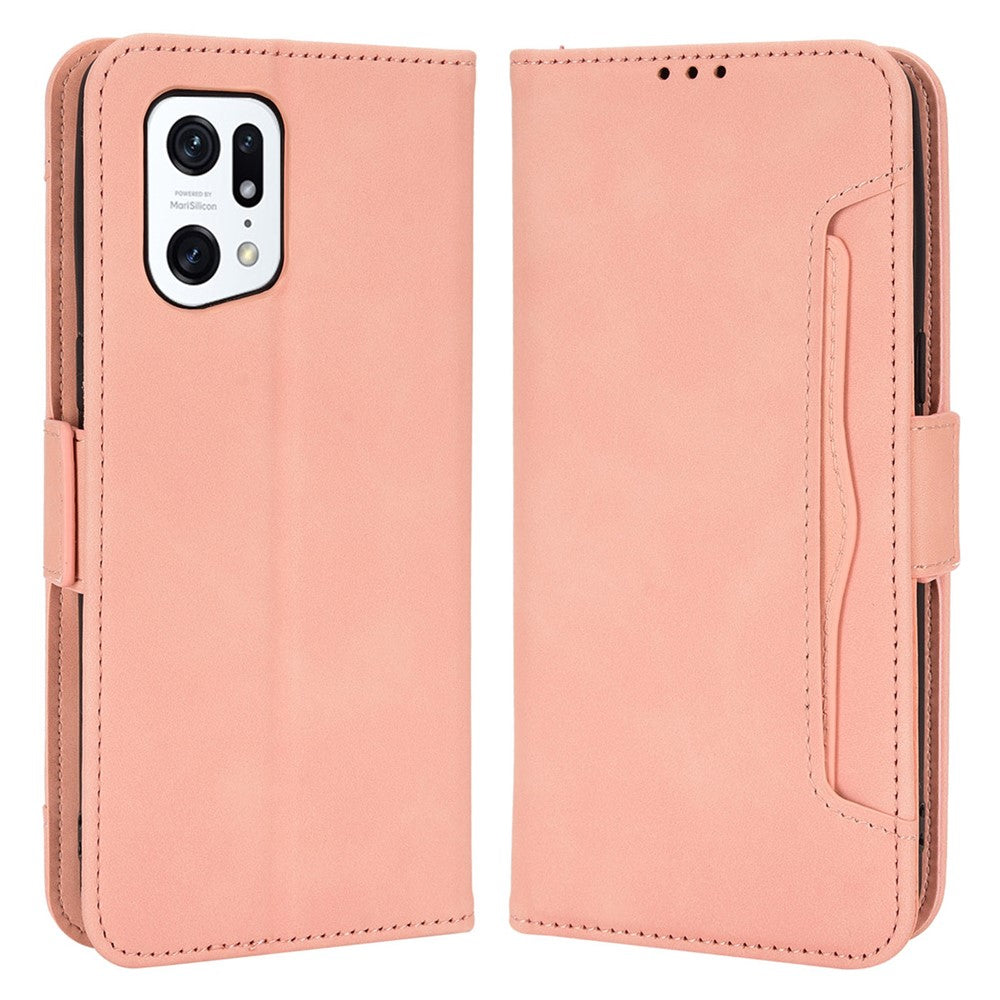 Oppo Find X5 Pro Plånboksfodral PU-läder Stativ Magnetiska Korthållare TPU Innerskal Skyddande mobilfodral