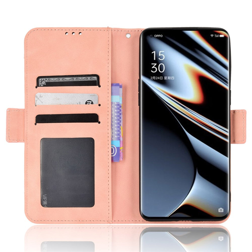 Oppo Find X5 Pro Plånboksfodral PU-läder Stativ Magnetiska Korthållare TPU Innerskal Skyddande mobilfodral