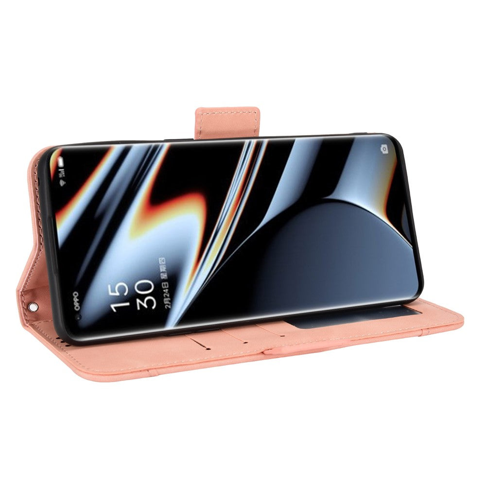 Oppo Find X5 Pro Plånboksfodral PU-läder Stativ Magnetiska Korthållare TPU Innerskal Skyddande mobilfodral