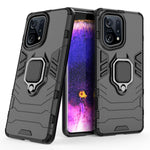 For Oppo Find X5 Ring Kickstand Phone Case Soft TPU + Hard PC Impact-resistant Protective Cover