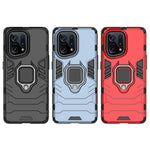 For Oppo Find X5 Ring Kickstand Phone Case Soft TPU + Hard PC Impact-resistant Protective Cover