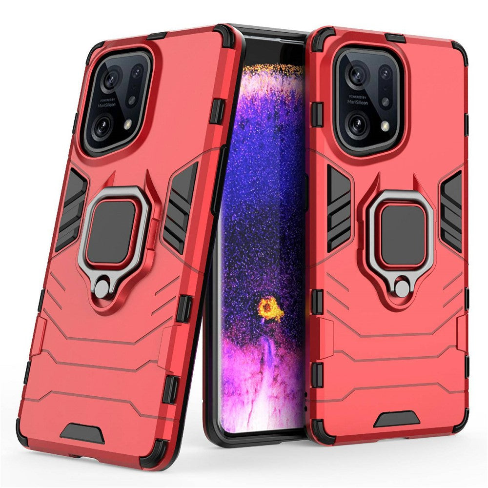 For Oppo Find X5 Ring Kickstand Phone Case Soft TPU + Hard PC Impact-resistant Protective Cover