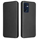 For Oppo Find X5 Lite/Reno7 SE 5G/Reno7 5G (Global) Carbon Fiber Texture Phone Case Anti-scratch PU Leather Magnetic Absorption Anti-fall Stand Shell with Card Slot