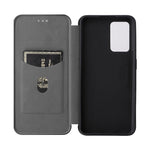 For Oppo Find X5 Lite/Reno7 SE 5G/Reno7 5G (Global) Carbon Fiber Texture Phone Case Anti-scratch PU Leather Magnetic Absorption Anti-fall Stand Shell with Card Slot