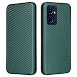 For Oppo Find X5 Lite/Reno7 SE 5G/Reno7 5G (Global) Carbon Fiber Texture Phone Case Anti-scratch PU Leather Magnetic Absorption Anti-fall Stand Shell with Card Slot