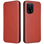 Carbon Fiber Texture Phone Case for Oppo Find X5 PU Leather Magnetic Closure Stand Protective Cover with Card Holder