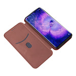 Carbon Fiber Texture Phone Case for Oppo Find X5 PU Leather Magnetic Closure Stand Protective Cover with Card Holder