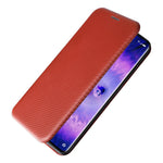 Carbon Fiber Texture Phone Case for Oppo Find X5 PU Leather Magnetic Closure Stand Protective Cover with Card Holder