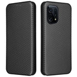 Carbon Fiber Texture Phone Case for Oppo Find X5 PU Leather Magnetic Closure Stand Protective Cover with Card Holder