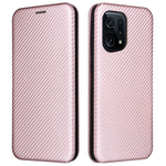 Carbon Fiber Texture Phone Case for Oppo Find X5 PU Leather Magnetic Closure Stand Protective Cover with Card Holder