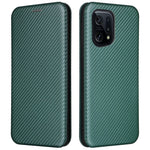 Carbon Fiber Texture Phone Case for Oppo Find X5 PU Leather Magnetic Closure Stand Protective Cover with Card Holder