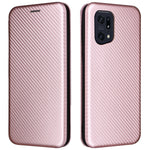 For Oppo Find X5 Pro Card Holder Carbon Fiber Texture Phone Case PU Leather Magnetic Closure Stand Protective Cover