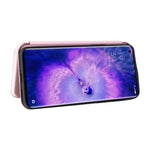 For Oppo Find X5 Pro Card Holder Carbon Fiber Texture Phone Case PU Leather Magnetic Closure Stand Protective Cover