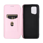 For Oppo Find X5 Pro Card Holder Carbon Fiber Texture Phone Case PU Leather Magnetic Closure Stand Protective Cover